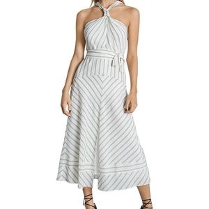 Reiss Bea Stripe Halter Midi Dress NWT